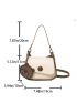 Mini Saddle Bag With Cartoon Charm Fashionable Button Detail Flap PU