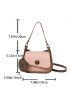 Mini Saddle Bag With Cartoon Charm Fashionable Button Detail Flap PU