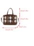 Small Square Bag Fashionable Argyle Pattern Double Handle Polyester