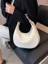 Litchi Embossed Hobo Bag Elegant Letter Graphic Adjustable Strap PU