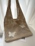 Butterfly Pattern Crochet Bag No-closure Polyester Beach Bag