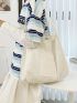 Casual Shopper Bag White High-capacity No-closure Polyester