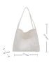 Casual Shopper Bag White High-capacity No-closure Polyester