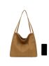 Casual Shopper Bag Brown High-capacity No-closure Polyester