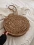 Oversized Straw Bag Brown Vacation Zipper For Summer