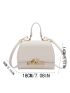 Mini Satchel Bag Litchi Embossed Flap Adjustable-strap PU