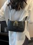 Small Square Bag Black Crocodile Embossed Buckle Decor PU