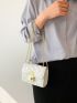 Mini Square Bag White Quilted Flap Chain PU