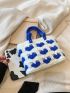 Small Crochet Bag Two Tone Double Handle No-closure Polyester