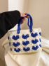 Small Crochet Bag Two Tone Double Handle No-closure Polyester