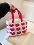 Small Crochet Bag Two Tone Double Handle No-closure Polyester