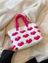 Small Crochet Bag Two Tone Double Handle No-closure Polyester