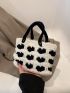 Small Crochet Bag Two Tone Double Handle No-closure Polyester