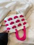 Small Crochet Bag Two Tone Double Handle No-closure Polyester