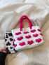 Small Crochet Bag Two Tone Double Handle No-closure Polyester