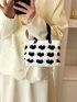 Small Crochet Bag Two Tone Double Handle No-closure Polyester