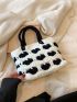 Small Crochet Bag Two Tone Double Handle No-closure Polyester