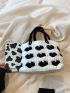 Small Crochet Bag Two Tone Double Handle No-closure Polyester