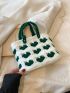 Small Crochet Bag Two Tone Double Handle No-closure Polyester