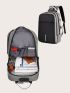 Business Casual Men Receive Nylon Solid Color Large Capacity Backpack With USB Port Camping Bag