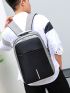 Business Casual Men Receive Nylon Solid Color Large Capacity Backpack With USB Port Camping Bag