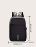 Business Casual Men Receive Nylon Solid Color Large Capacity Backpack With USB Port Camping Bag