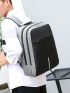 Business Casual Men Receive Nylon Solid Color Large Capacity Backpack With USB Port Camping Bag