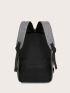 Business Casual Men Receive Nylon Solid Color Large Capacity Backpack With USB Port Camping Bag