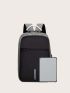 Business Casual Men Receive Nylon Solid Color Large Capacity Backpack With USB Port Camping Bag