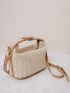 Summer Small Straw Woven Bucket Crossbody Bag Trendy Casual Seaside Beach Shoulder Bag