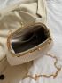 Small Satchel Bag Faux Pearl Decor Chain PU