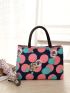 Women Fashion Geometric Full Print Canvas Wash Bag Case Can Be Folded