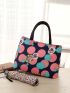 Women Fashion Geometric Full Print Canvas Wash Bag Case Can Be Folded