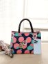 Women Fashion Geometric Full Print Canvas Wash Bag Case Can Be Folded