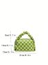 Small Bucket Bag Checkered Print Zipper Polyester