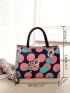 Women Fashion Geometric Full Print Canvas Wash Bag Case Can Be Folded