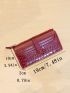 Red Long Wallet Crocodile Embossed Zipper Bifold PU