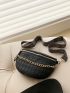 Geometric Embossed Fanny Pack Chain Decor PU