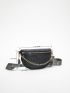 Geometric Embossed Fanny Pack Chain Decor PU