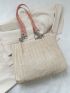 Letter Embroidered Straw Bag Vacation Chain