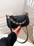 Mini Baguette Bag Crocodile Embossed Chain Decor PU