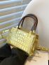 Mini Square Bag Crocodile Embossed Metallic PU Funky