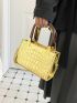 Mini Square Bag Crocodile Embossed Metallic PU Funky