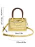 Mini Square Bag Crocodile Embossed Metallic PU Funky