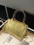 Mini Square Bag Crocodile Embossed Metallic PU Funky