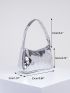 Heart Embossed Baguette Bag Metallic PU Funky