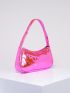 Heart Embossed Baguette Bag Metallic PU Funky