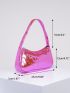 Heart Embossed Baguette Bag Metallic PU Funky