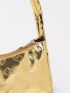 Heart Embossed Baguette Bag Metallic PU Funky