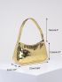 Heart Embossed Baguette Bag Metallic PU Funky